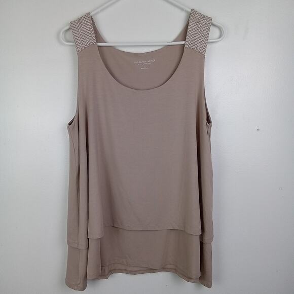 Soft Surroundings Tiered Tank Top Large Tan Layered Sleeveless Scoop Neck Flowy - Picture 3 of 9